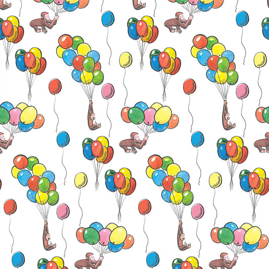 Licensed Curious George Collection Balloons 68349A620710 Cotton Woven Fabric