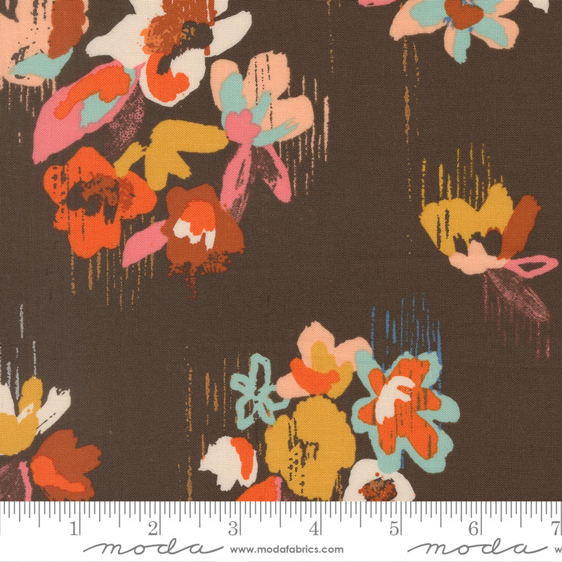 PREORDER ITEM EXPECTED IN JANUARY 2026: Boho Haven by Stephanie Sliwinski of Fancy That Design House Co Brush Stroke Floral Walnut 45640.15 Cotton Woven Fabric