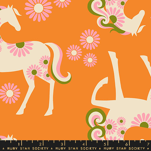 Carousel by Melody Miller of Ruby Star Society Carousel Horse Burnt Orange Cotton/Linen RS0101.15L Canvas