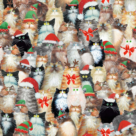 Meowy Christmas by KIm Haskins Cats in Hats Christmas Multi 54484-3 Cotton Woven Fabric