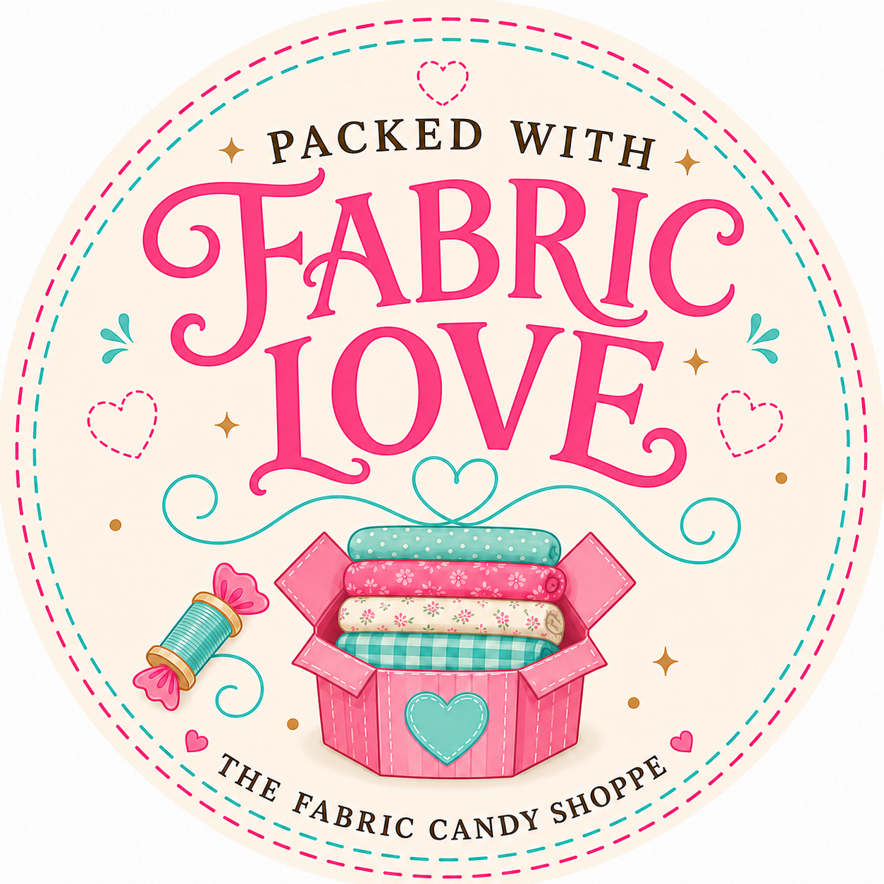 3 Inch Vinyl Gloss Sticker Packed With Fabric Love Designed by The Fabric Candy Shoppe