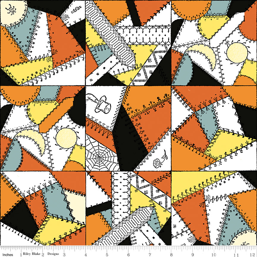 PREORDER ITEM - EXPECTED APRIL 2026: Scary Scraps by J. Wecker Frisch Crazy Patchwork Multi C17604-MULTI Cotton Woven Fabric