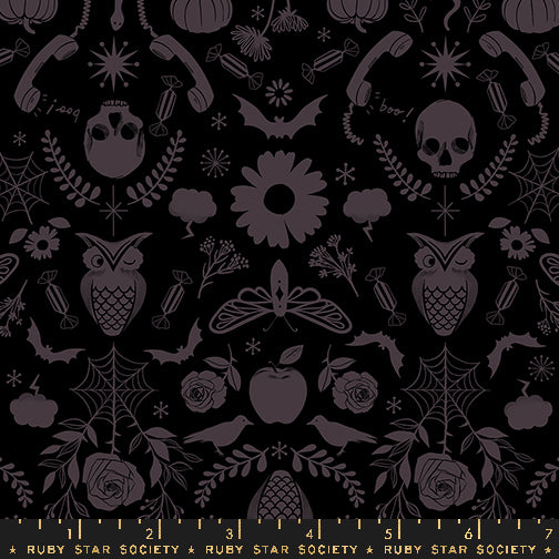 Good Spirits by Ruby Star Society Creepy Damask Black RS5138.16 Cotton Woven Fabric