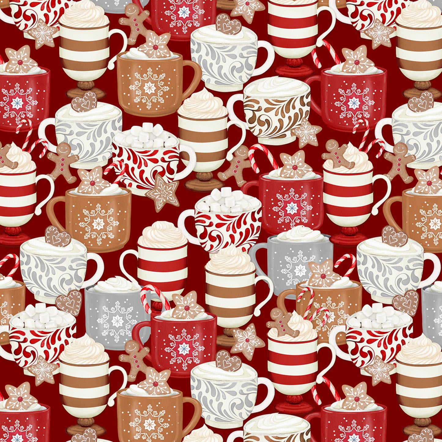 Baking Up Joy by Danielle Leone Cups Packed Red    27706-323 Cotton Woven Fabric