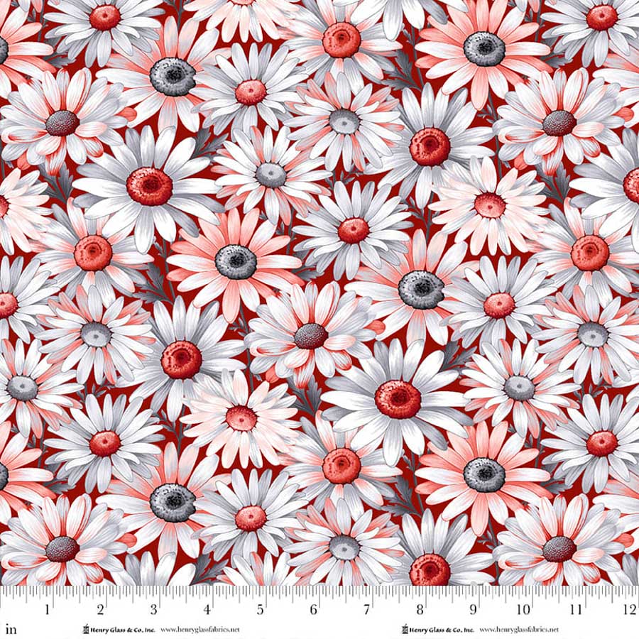 PREORDER ITEM - EXPECTED APRIL 2026: Scarlet's Treasure by Color Principle Daisies Red 3641-88 Cotton Woven Fabric