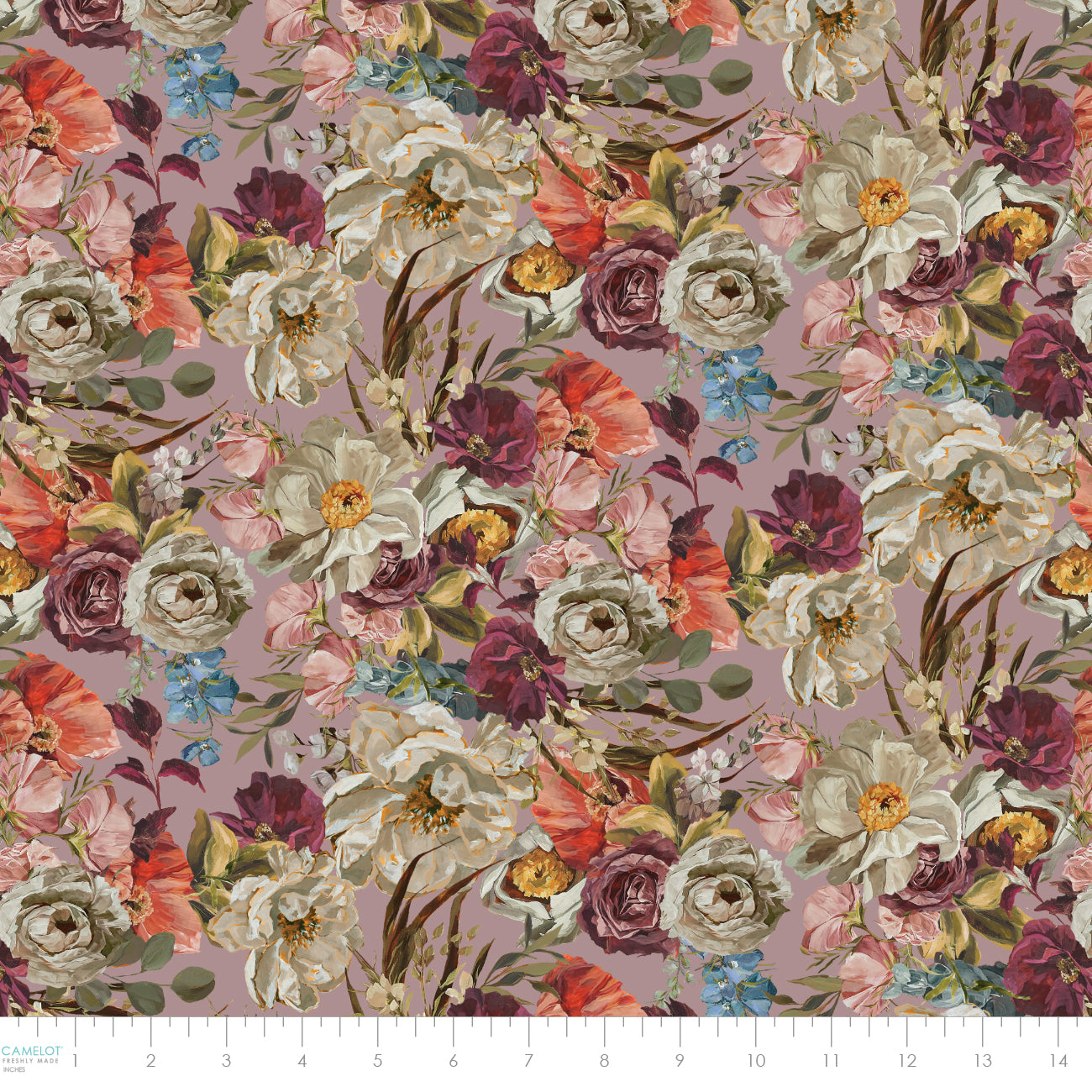 PREORDER ITEM - EXPECTED OCTOBER 2025: Dark Romance by Annie Quigley Decadent Florals Dusty Mauve 52240101-02 Cotton Woven Fabric