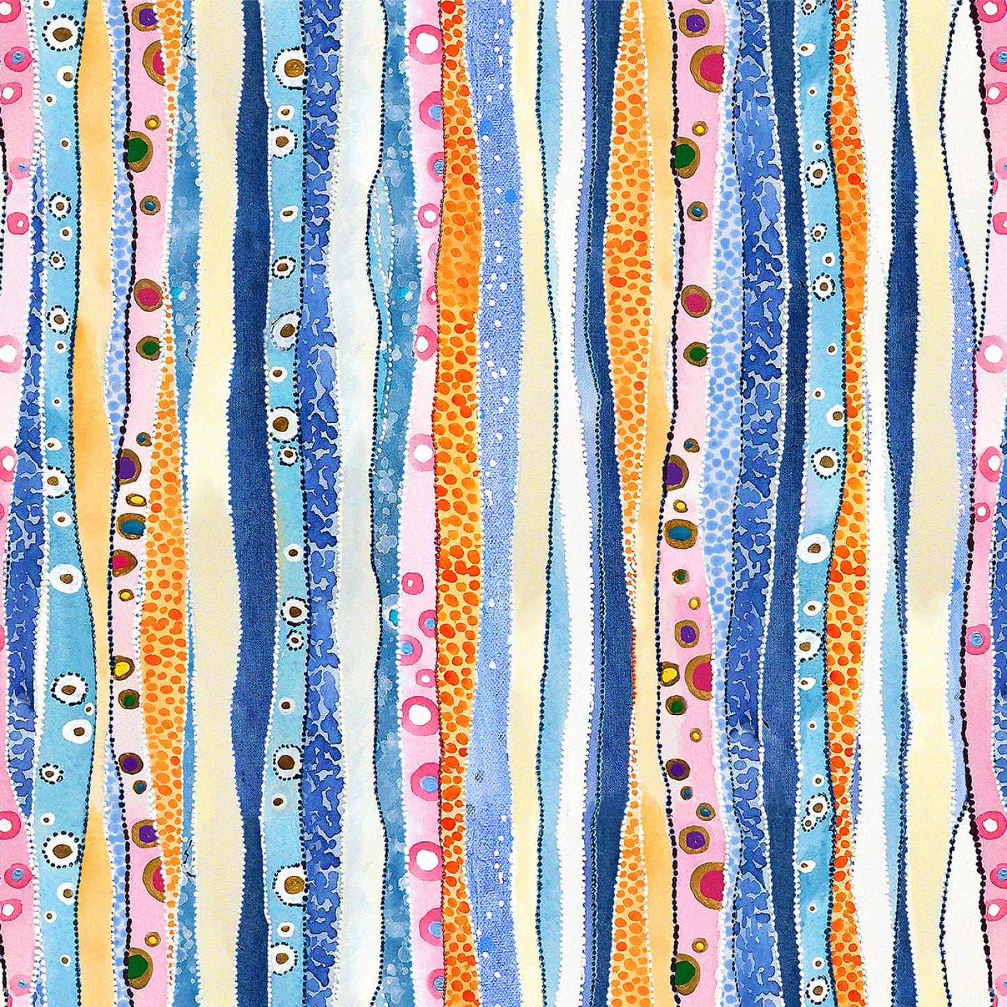 PREORDER ITEM - EXPECTED MAY 2025: Wild Waters by Dawn Gerety Dotty Stripe WWAT5486-MU Cotton Woven Fabric