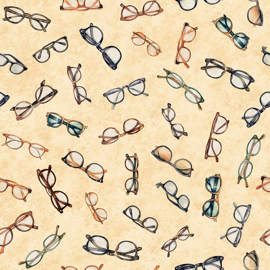 Bookworm by Morris Creative Group Eyeglass Toss Vanilla 30450E Cotton Woven Fabric