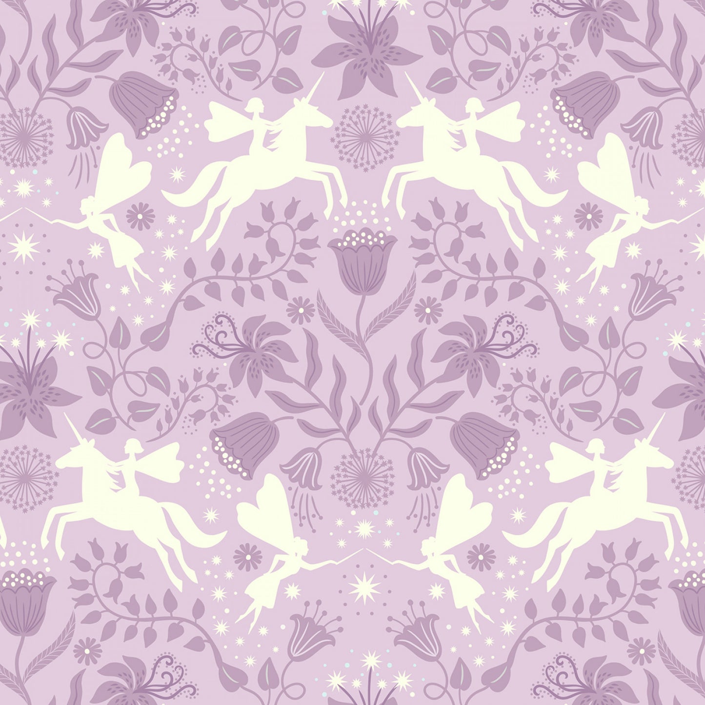 Glow Fairies (Glow in the Dark) Fairy Friends on Pink A868.2 Cotton Woven Fabric