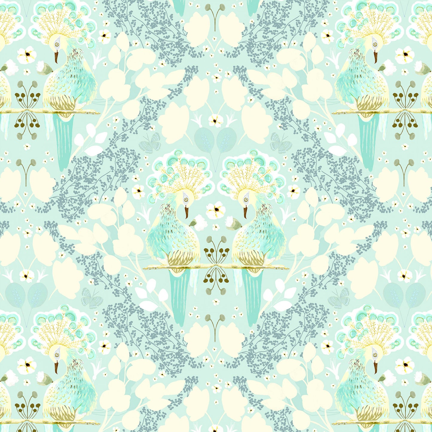 Serenity Blooms by Ginger Deverell First Kiss Mint SR24508 Cotton Woven Fabric