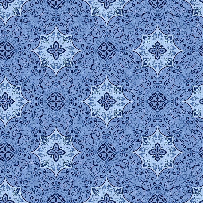 American Pride by Geoff Allen Foulard Tiles Lt Blue 7919-17 Cotton Woven Fabric
