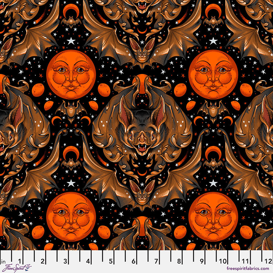 Costumes & Cobwebs by Club Hauer Full Moon Flight Black PWRH120.BLACK Cotton Woven Fabric