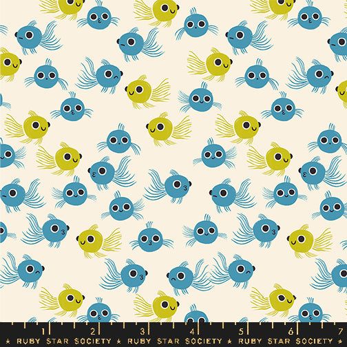 Animal Animal by Ruby Star Society Goldfish Vintage Blue RS5165.13 Cotton Woven Fabric