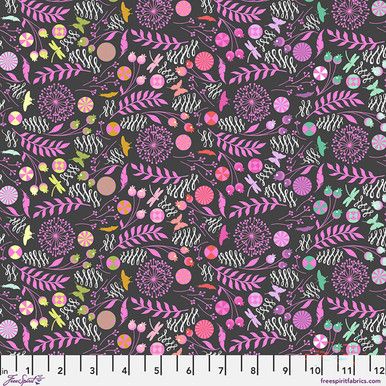 Prince Charming Deja Vu Dandelion Licorice PWTP279.Licorice Fabric by Tula Pink