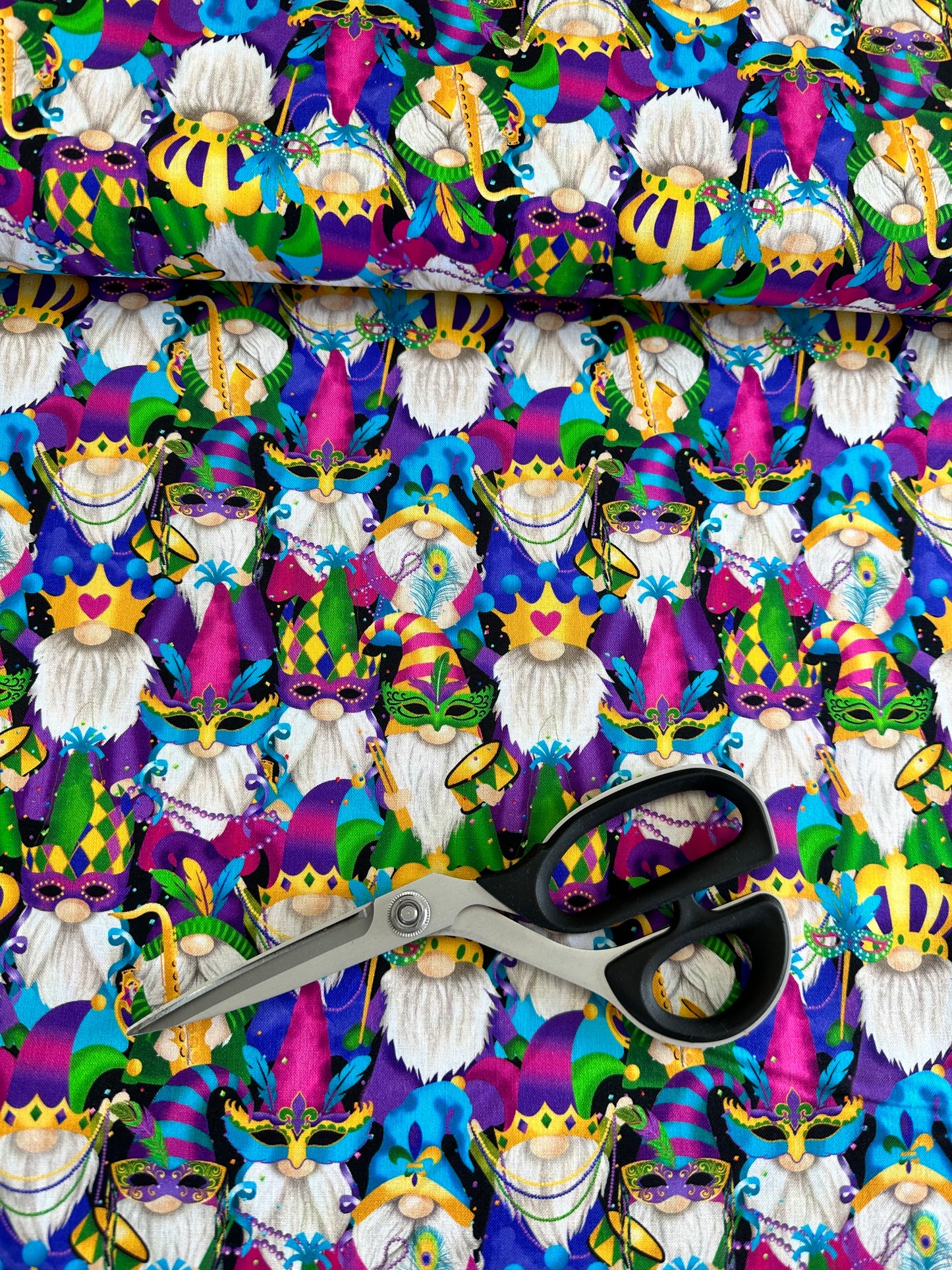 Mardi Gras Parade by Gail Cadden Gnomes Multi CD2633-MULTI Cotton Woven Fabric