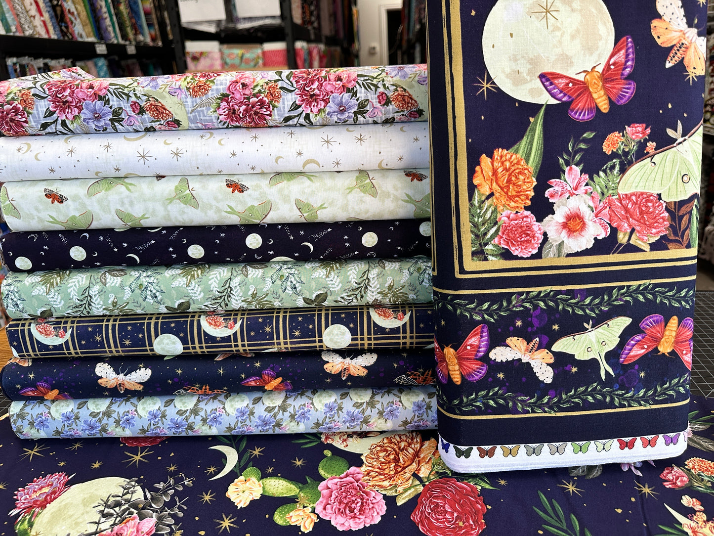 Midnight Rendezvous by Raquel Maciel Leaves Green 2898-60 Cotton Woven Fabric