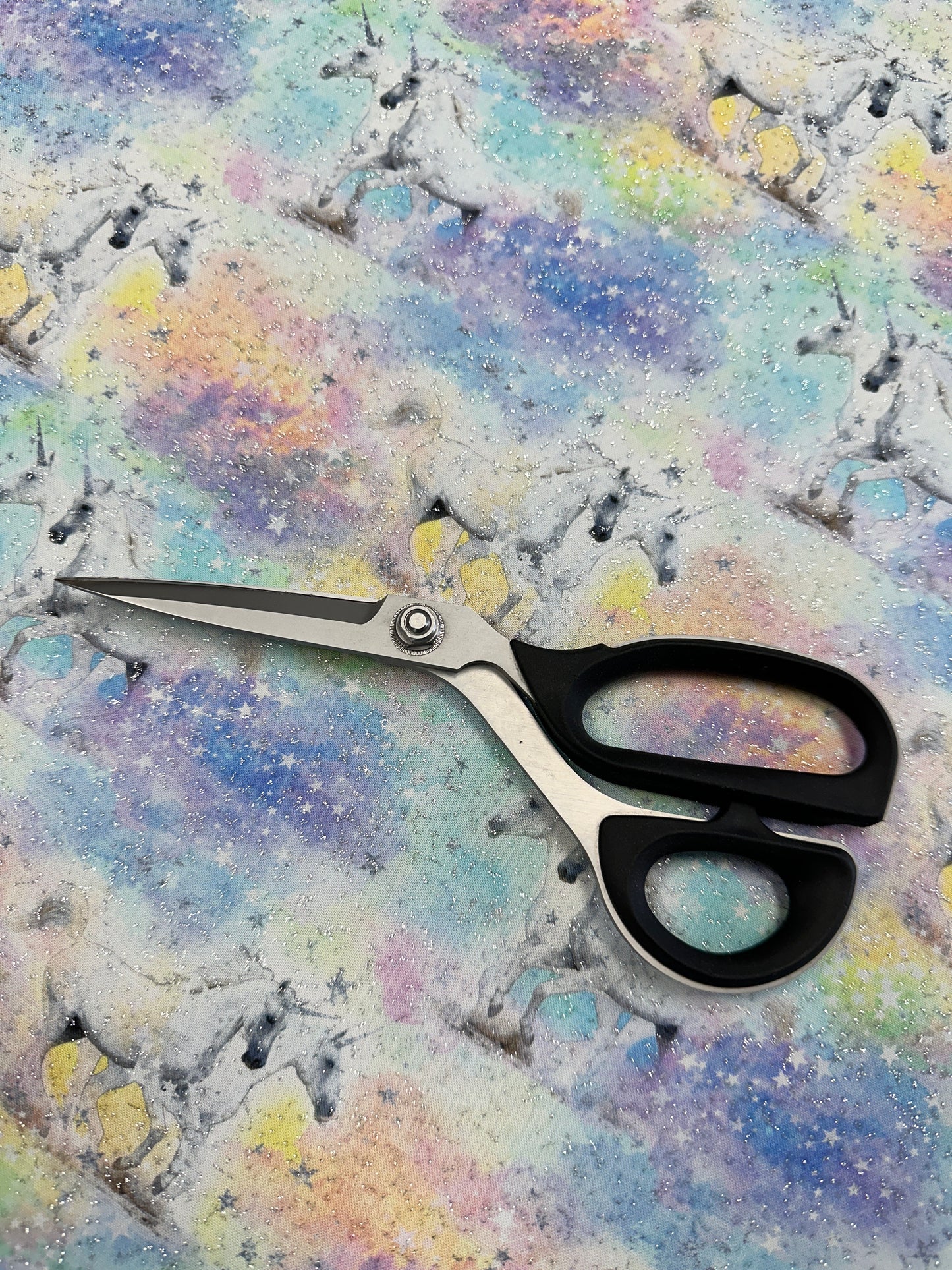 Unicorns Unicorns & Stars Metallic Glitter CDM2946-PASTEL Cotton Woven Fabric