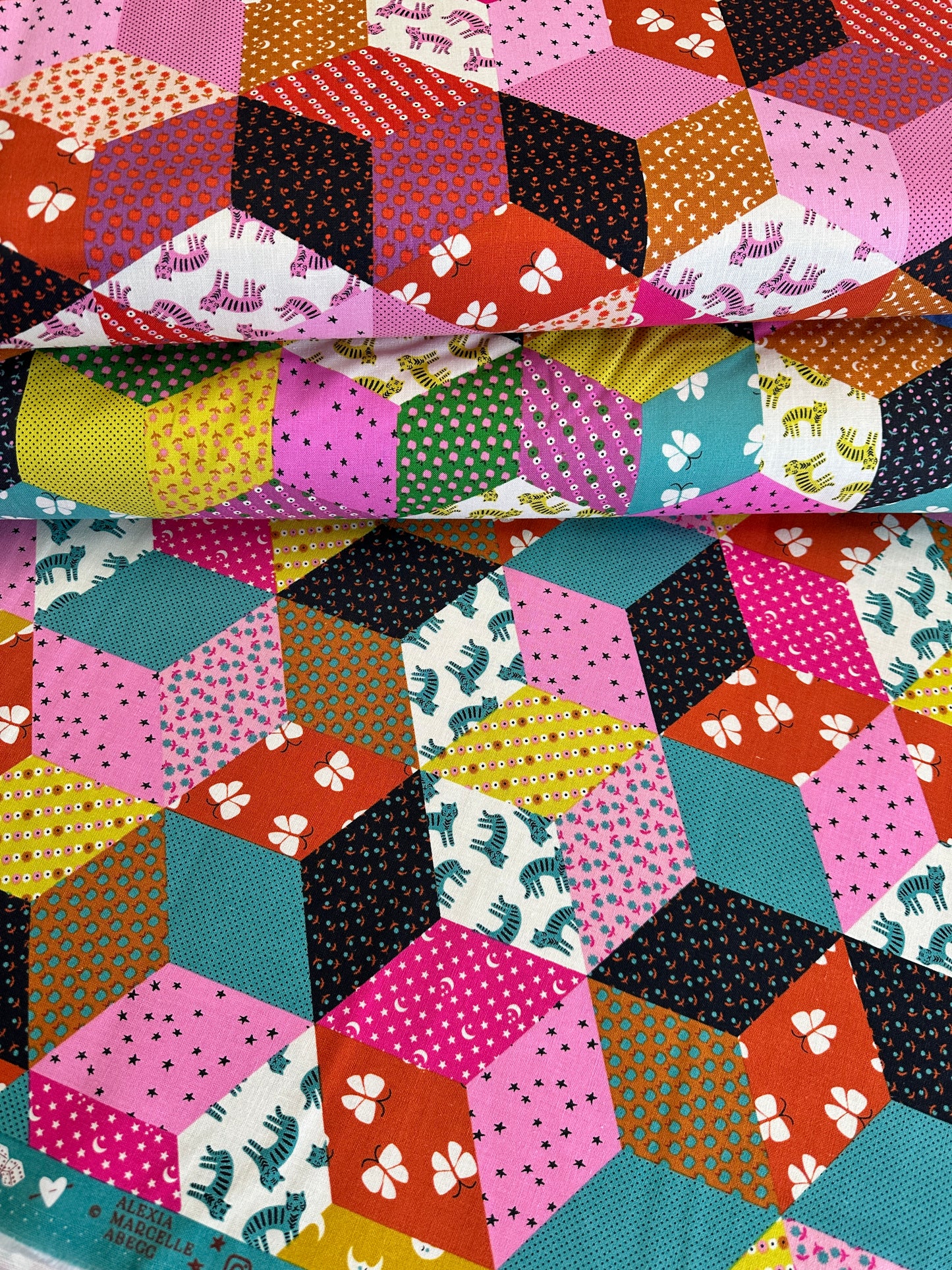 ooh Lucky Lucky by Alexia Marcelle Abegg of Ruby Star Society Tumbling Blocks Heliotrope Cotton/Linen Canvas RS4120.13L Canvas