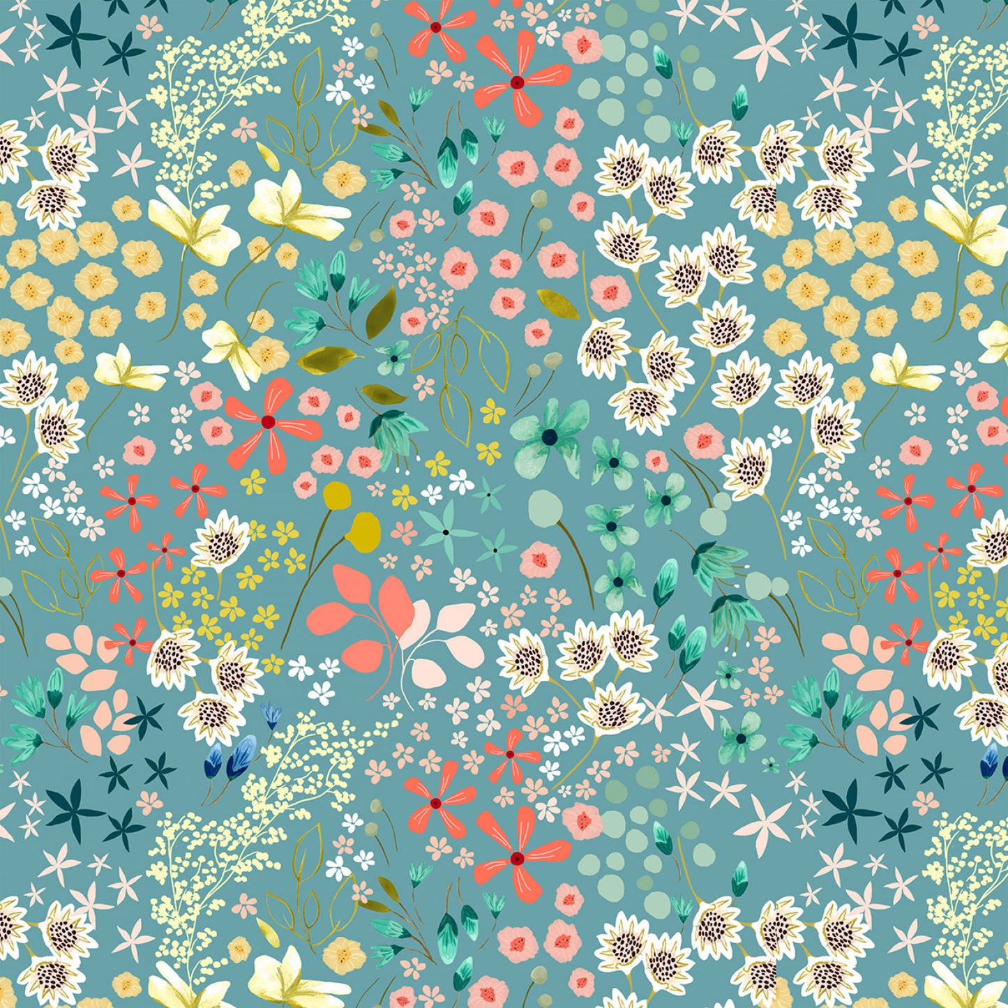 Serenity Blooms by Ginger Deverell Meadow Dream Blue SR24509 Cotton Woven Fabric