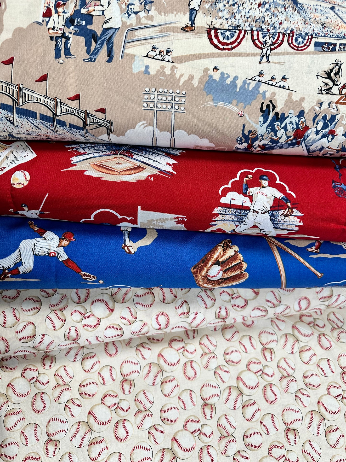 Nicole's Prints Baseball Vintage Tea 6074A Cotton Woven Fabric