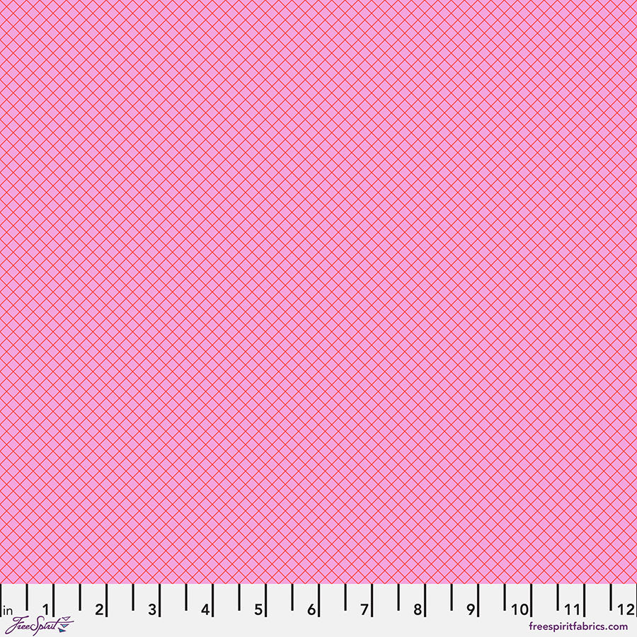 Tula Pink’s New True Colors 2025 On the Grid Bubblegum    PWTP255.BUBBLEGUM Cotton Woven Fabric