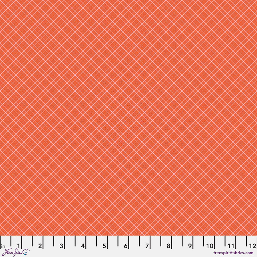 Tula Pink’s New True Colors 2025 On the Grid Salmon    PWTP255.SALMON Cotton Woven Fabric