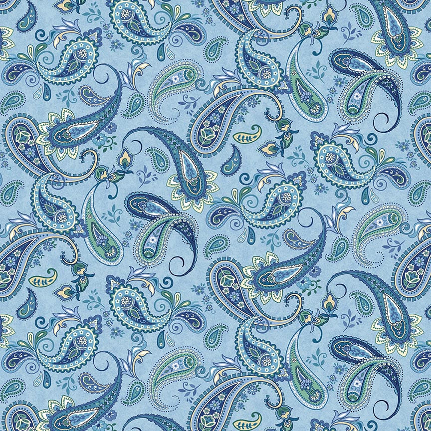 American Pride by Geoff Allen Paisleys Light Blue 7917-17 Cotton Woven Fabric