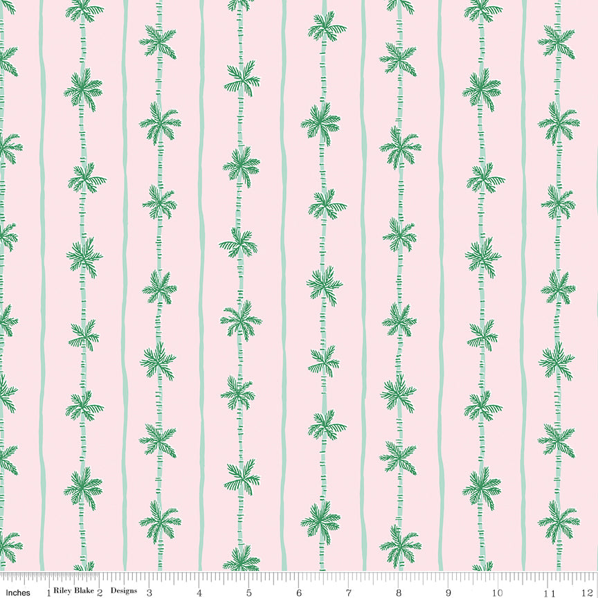 Forever Neverland by Jill Howarth Palm Stripe Pink C15906-PINK Cotton Woven Fabric