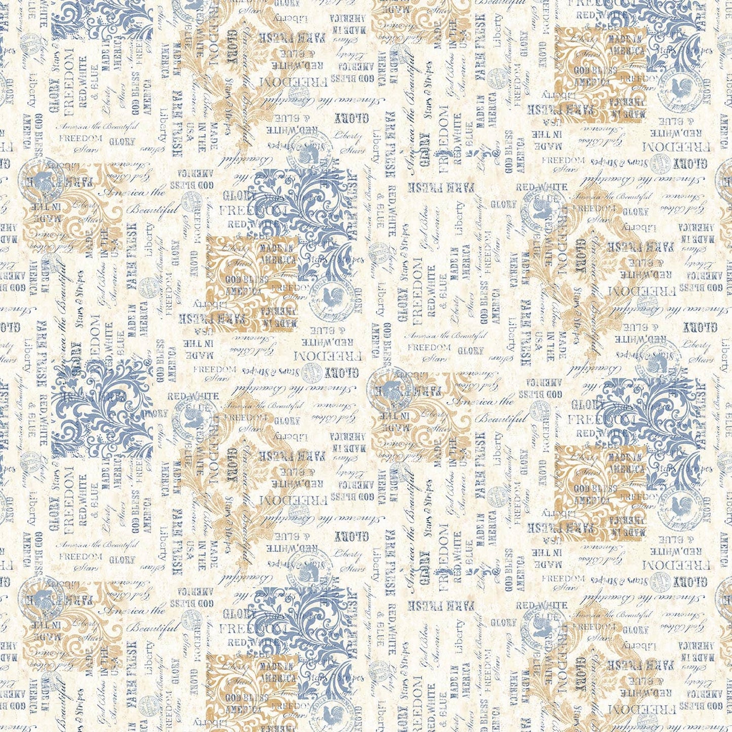 American Pride by Geoff Allen Patchwork Cream 7925-44 Cotton Woven Fabric