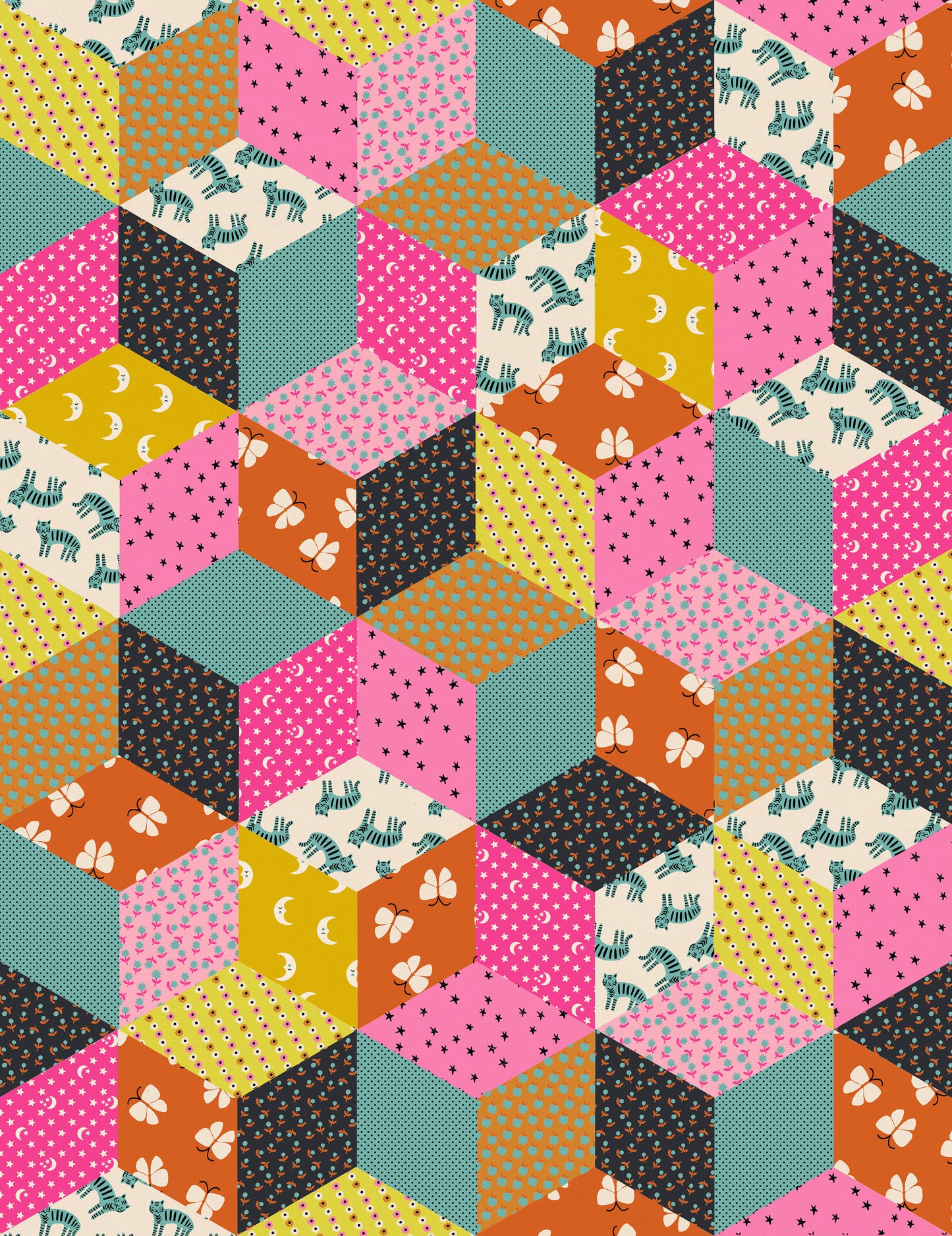 ooh Lucky Lucky by Alexia Marcelle Abegg of Ruby Star Society Tumbling Blocks Turquoise Cotton/Linen Canvas RS4120.15L Canvas