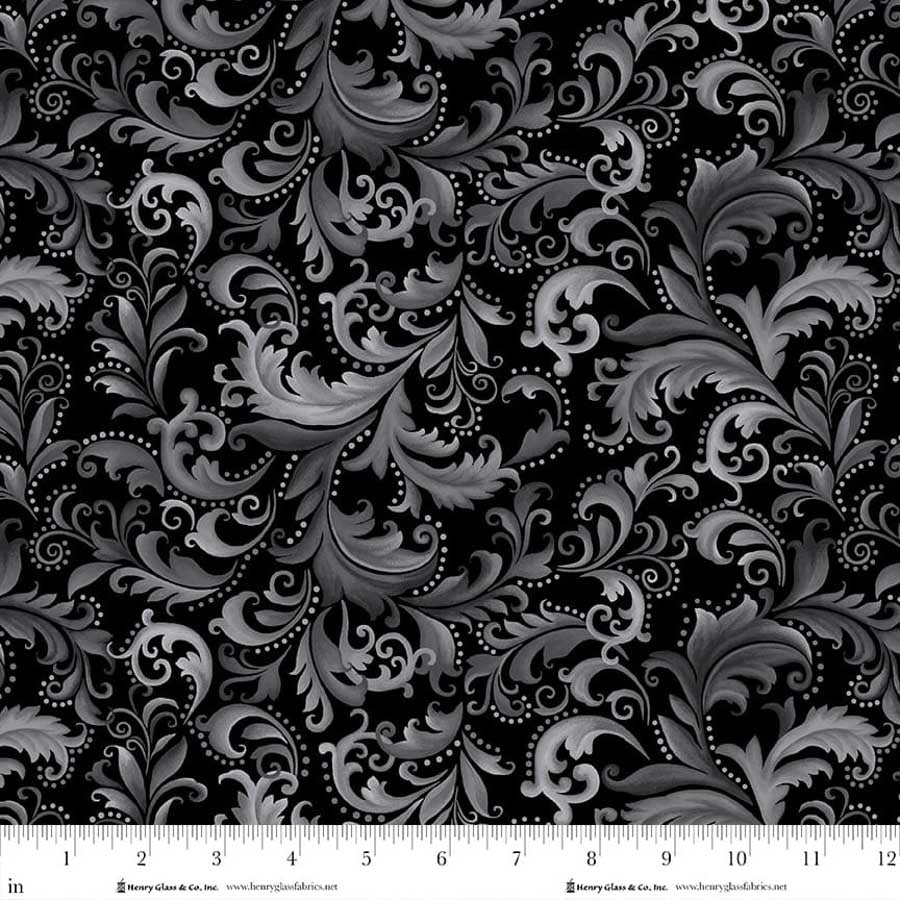 PREORDER ITEM - EXPECTED APRIL 2026: Scarlet's Treasure by Color Principle Scrolls Black 3643-99 Cotton Woven Fabric