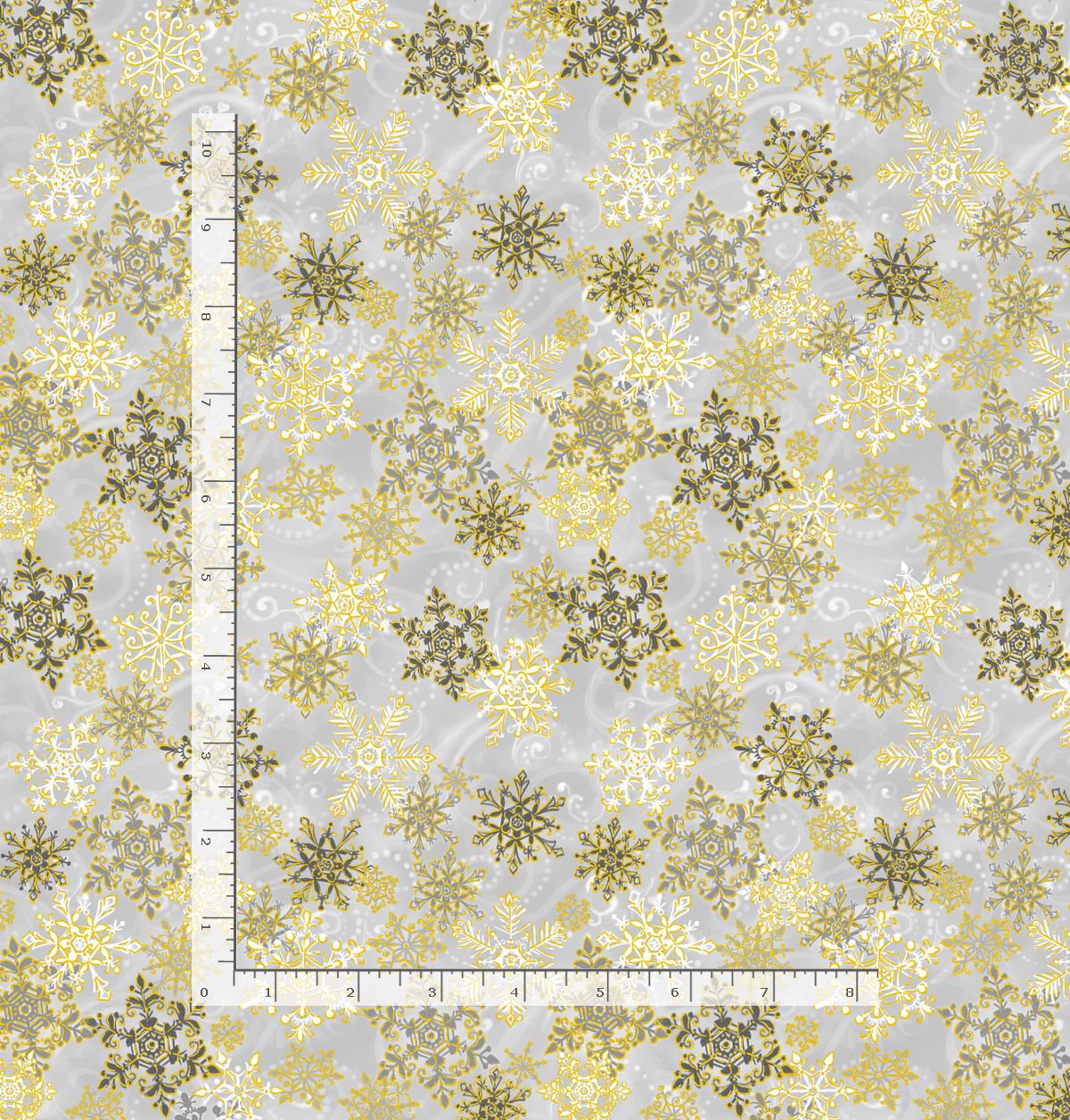 Silver & Gold Snowflakes Silver SNOW-CM1390-SILVER Cotton Woven Fabric