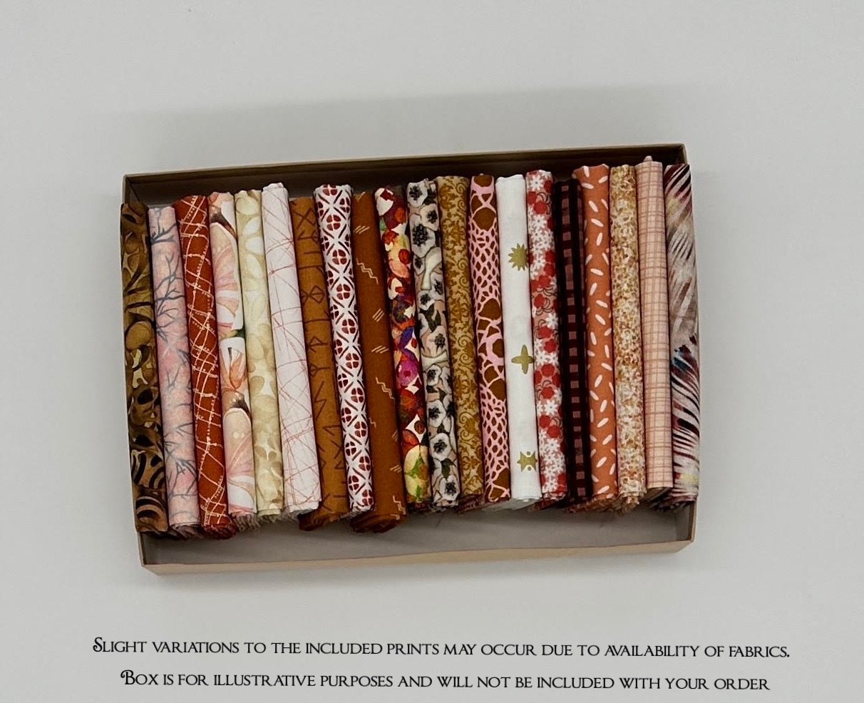 Curated Fat Quarters Soft Peach Bundle of 20 - Quilt Shop Quality Cotton Fabric Bundle