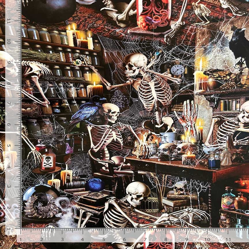 Wicked Spooky Apothecary WICKED-CD3639-MULTI Cotton Woven Fabric
