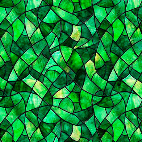 PREORDER ITEM - EXPECTED NOVEMBER 2025: Spirit of Ireland by Morris Creative Group Stained Glass Kelly Green 31657G Cotton Woven Fabric