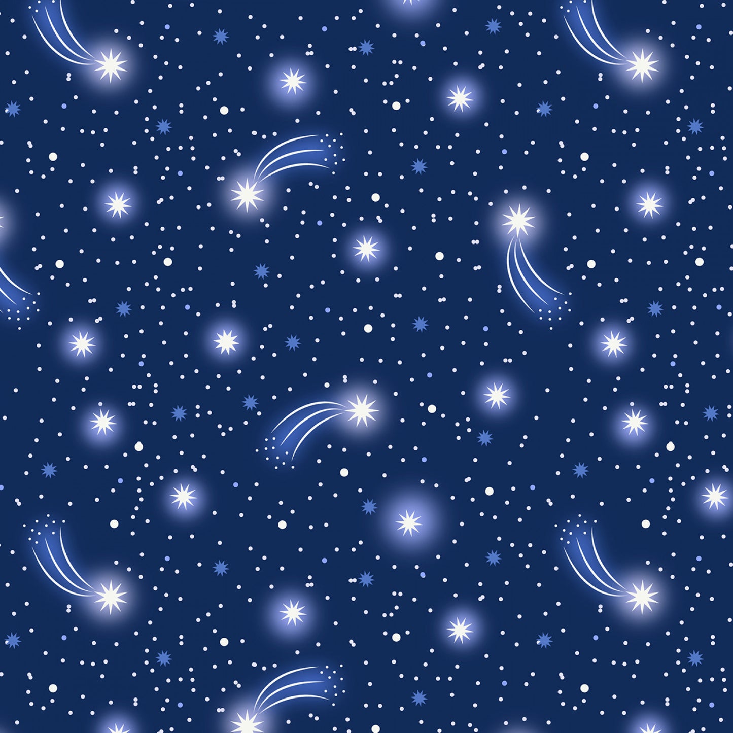 Glow Fairies (Glow in the Dark) Starry Sky on Dark Blue A871.3 Cotton Woven Fabric