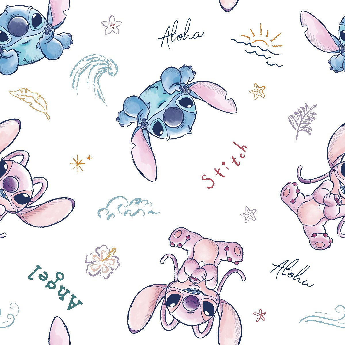 Licensed Prints Stitch and Angel Sketch 79738-A62078 Cotton Woven Fabric