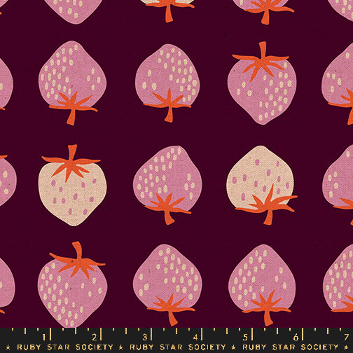 Strawberry by Kimberly Kight of Ruby Star Society Strawberry Deep Plum Linen RS3087.17L Canvas