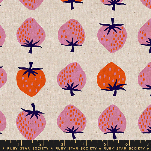 Strawberry by Kimberly Kight of Ruby Star Society Strawberry Natural Linen RS3087.12L Canvas