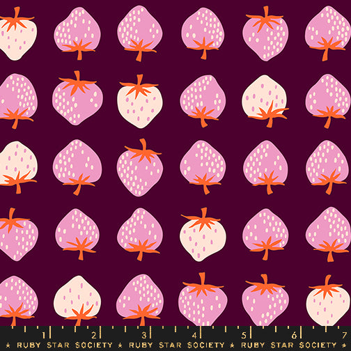 Strawberry by Kimberly Kight of Ruby Star Society Strawberry Deep Plum    RS3084.19 Cotton Woven Fabric