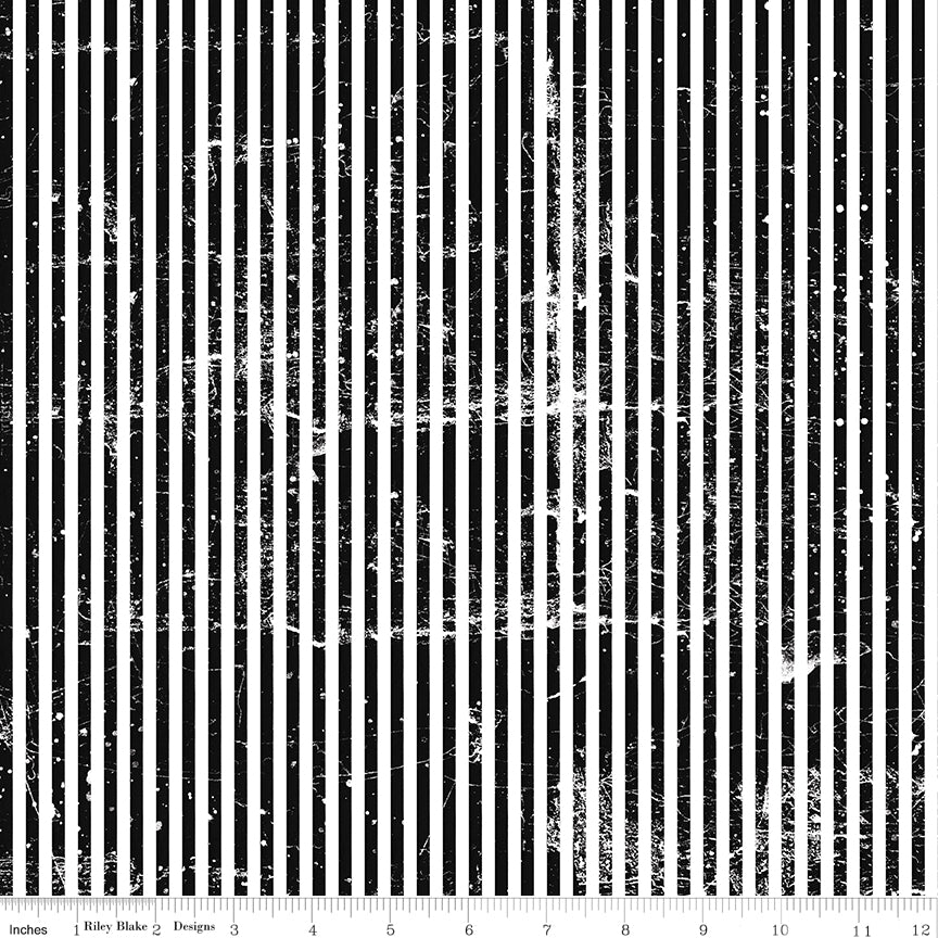PREORDER ITEM - EXPECTED APRIL 2026: Scary Scraps by J. Wecker Frisch Stressed Stripes Black C17613-BLACK Cotton Woven Fabric