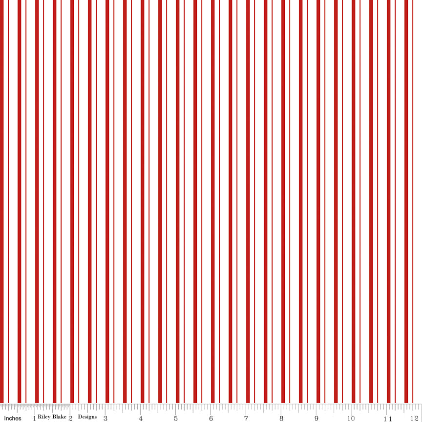 Take Heart by J. Wecker Frisch Stripe Red  C15389-RED Cotton Woven Fabric