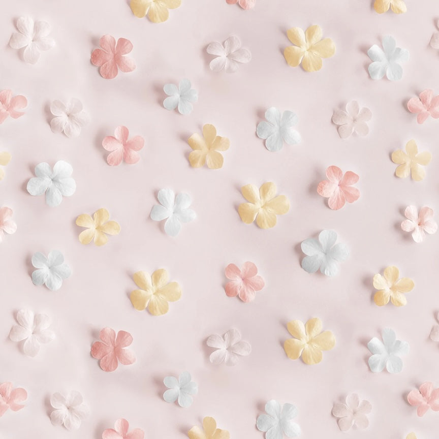PREORDER ITEM - EXPECTED MARCH 2026: Another Dimension by Funny Girl Digital Sweet Paper Flowers Champagne 8683S-12 Cotton Woven Fabric