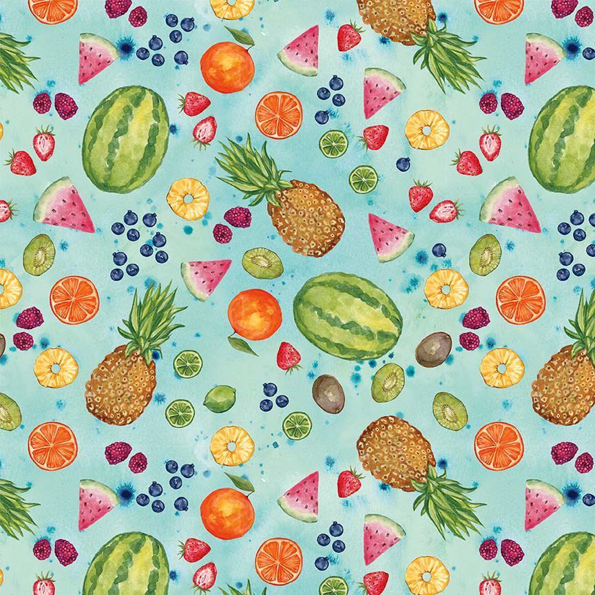 Fruity Popsicles Tropical Fruits YVETTE-CD4291 Blue by Yvette St. Amant