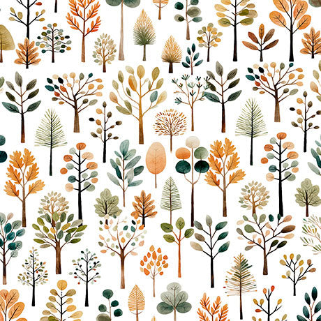 Bigfoot by Morris Creative Group Trees White 30996Z Cotton Woven Fabric