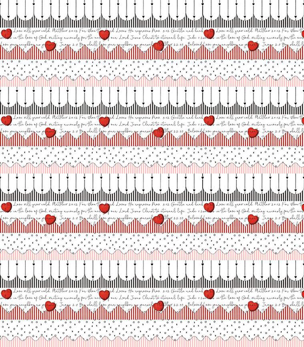 All My Heart by J. Wecker Frisch Trimmings Border Stripe C14132-WHITE Cotton Woven Fabric