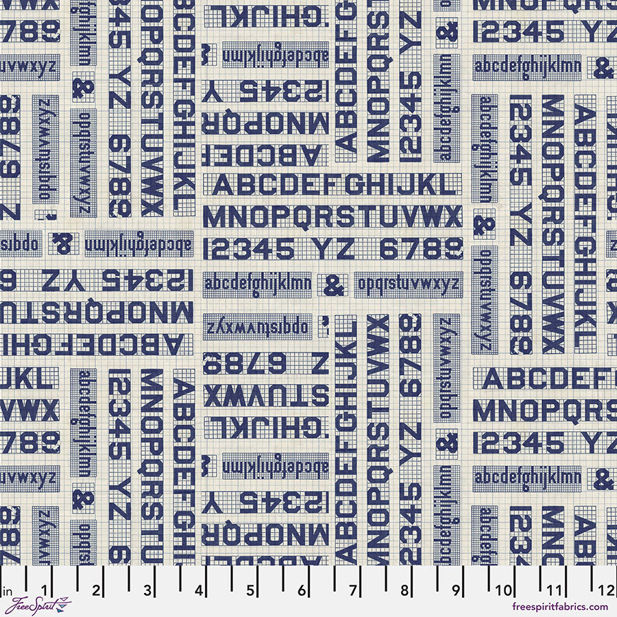 Tim Holtz Eclectic Element Palette Typography Indigo PWTH295.INDIGO Cotton Woven Fabric