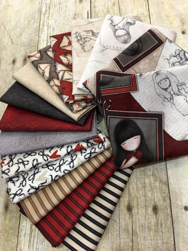 Santoro's Gorjuss Letters from the Heart 24993E Heart Sketches on Ecru Cotton Woven Fabric