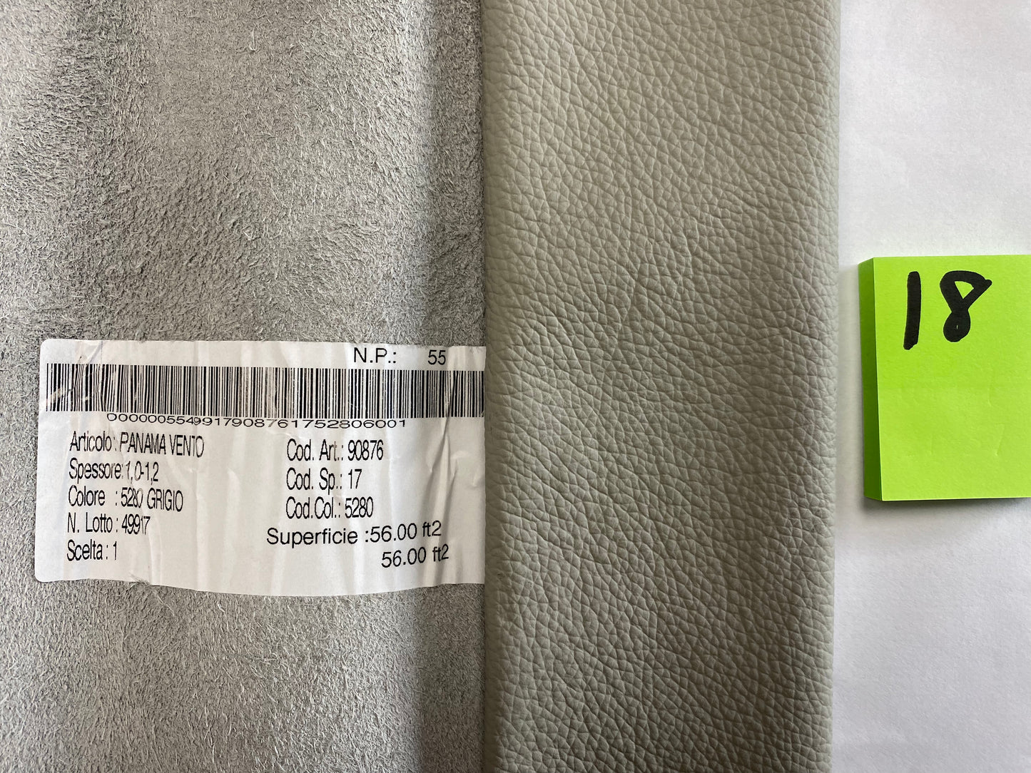 Leather 5280 Grigio (grey) Full hide 1.0-1.2mm Leather#18 - USA Shipping Included in Price!