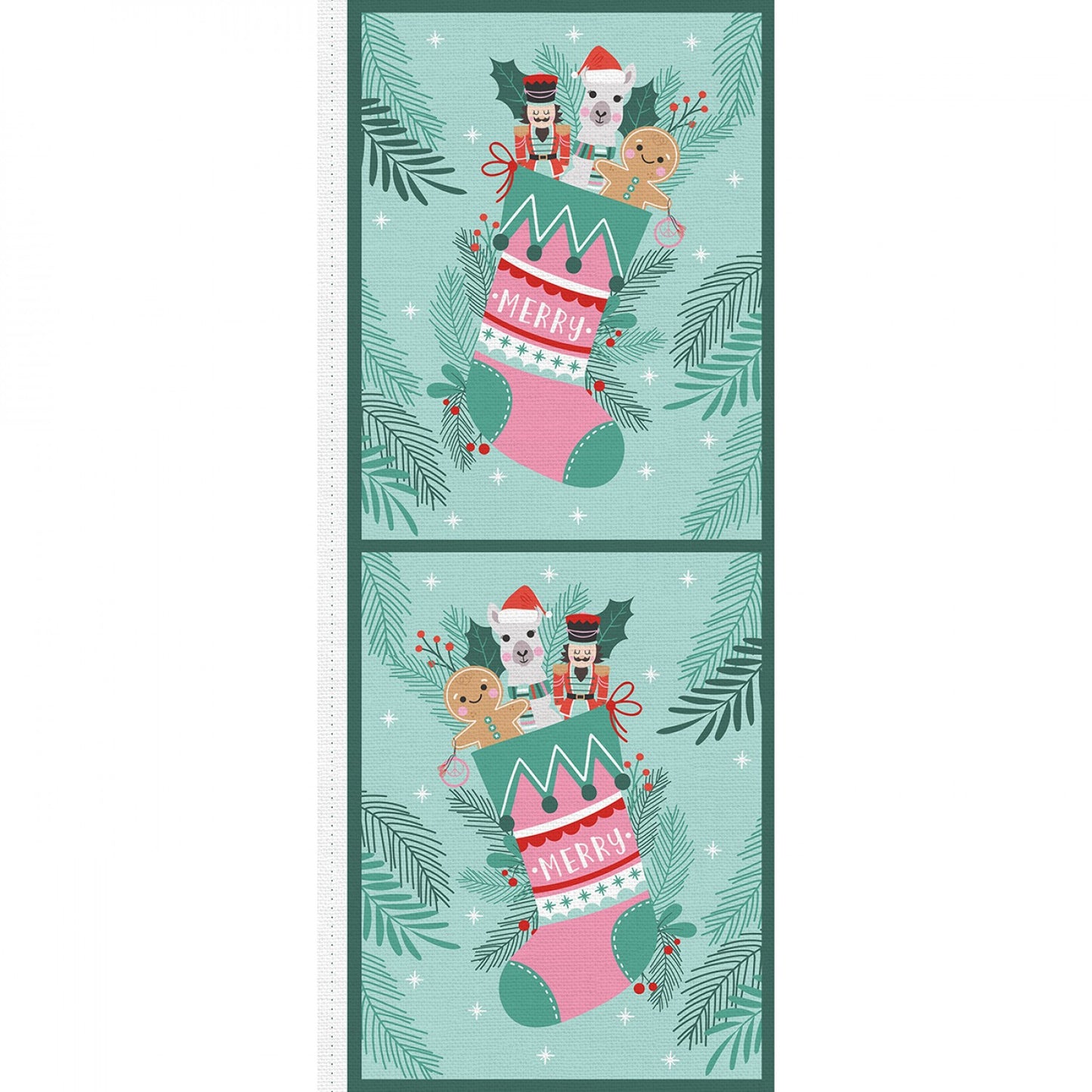 Christmas Nostalgia by Angela Nickeas 18" Panel Stocking Teal 120-22077 Cotton Woven Panel